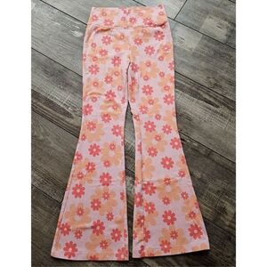 bcg Pink Floral Girls Flare Leggings Size Medium (8-10)